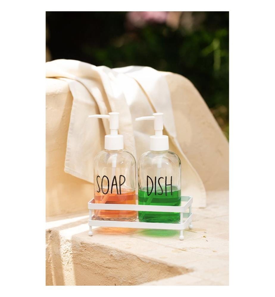 Distributeur de savon, 3 pièces, transparent, 100% VERRE
