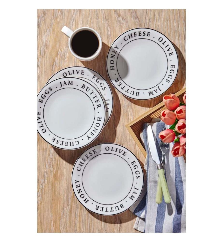 Service à gâteaux, 4 pièces, blanc, 100% PORCELAINE