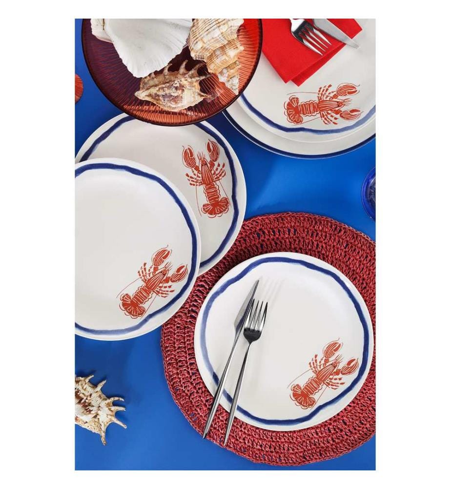 Service à gâteaux, 4 pièces, rouge, 100% PORCELAINE