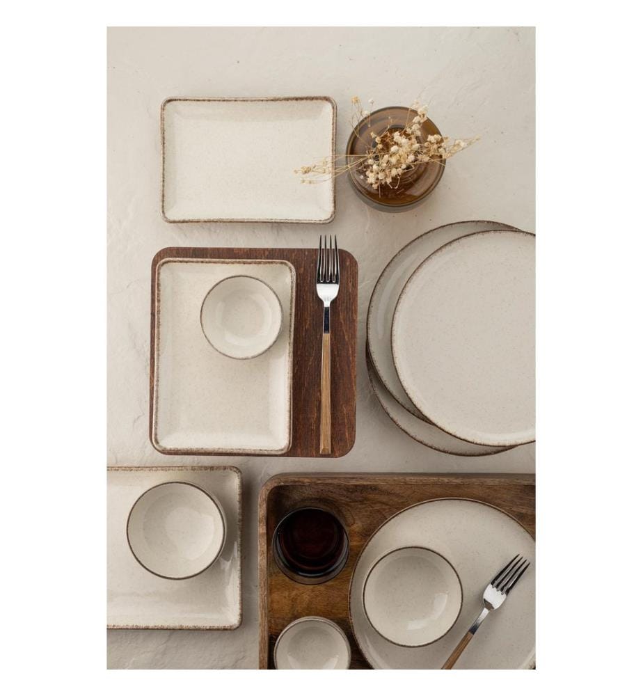 Service à déjeuner, 14 pièces, crème, 100% PORCELAINE