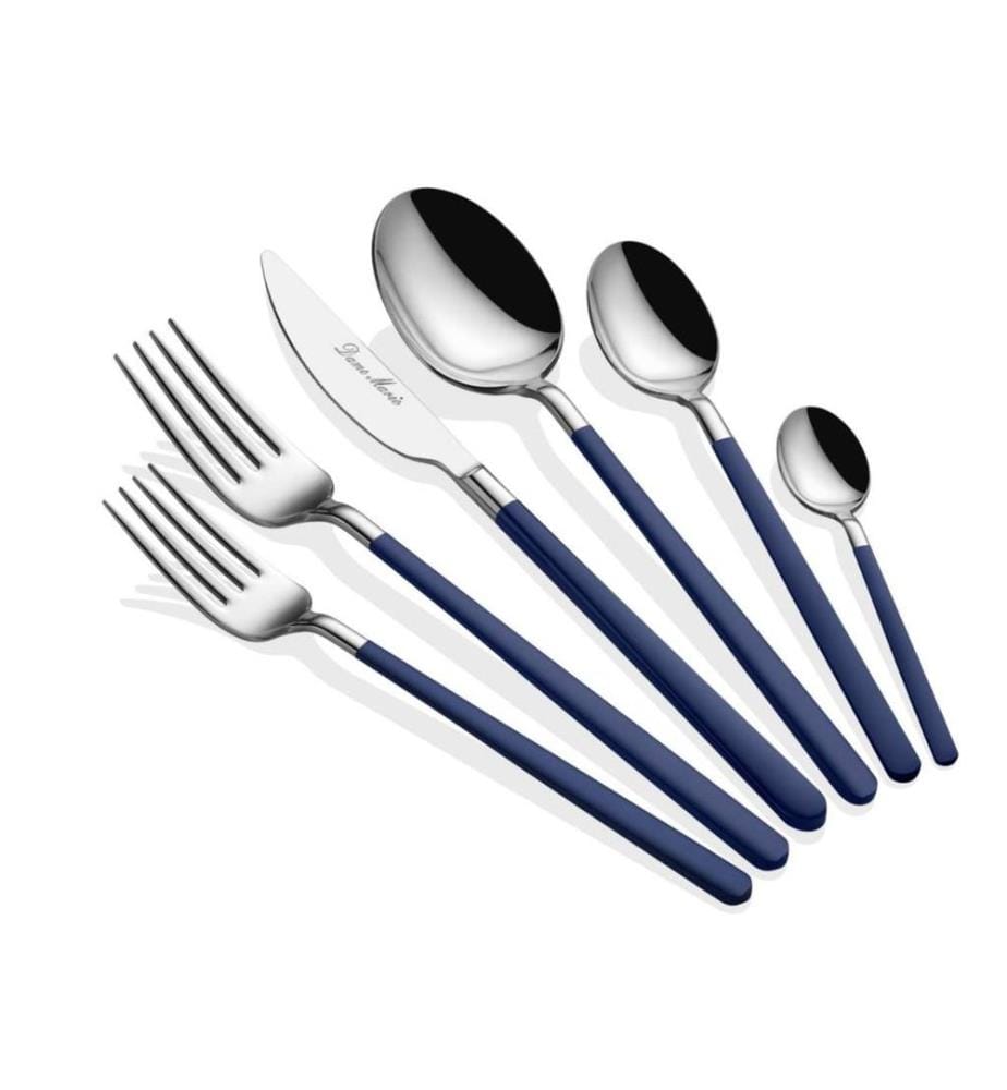 Ensemble de couverts, 36 pièces, argent, bleu, 100% INOX