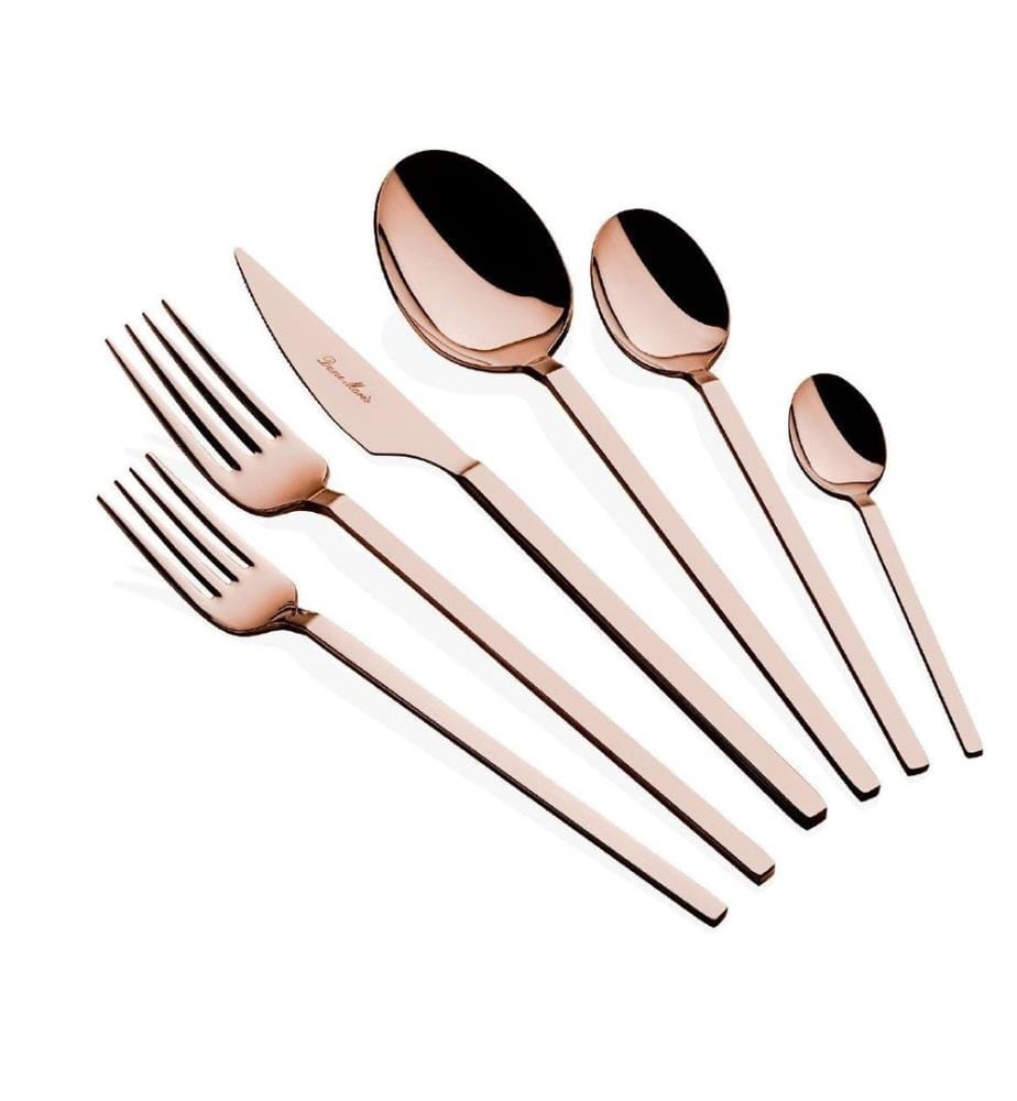 Ensemble de couverts, 36 pièces, or rose, 100% INOX