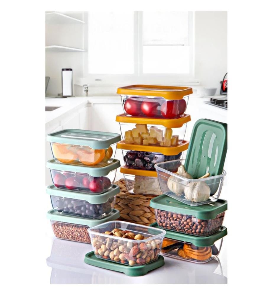 Ensemble de 12 boîtes de rangement, 100 % plastique, transparentes