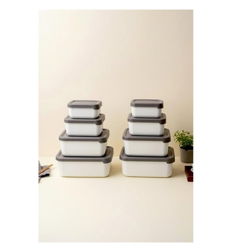Ensemble de boîtes de rangement, 8 pièces, 100 % plastique, beige