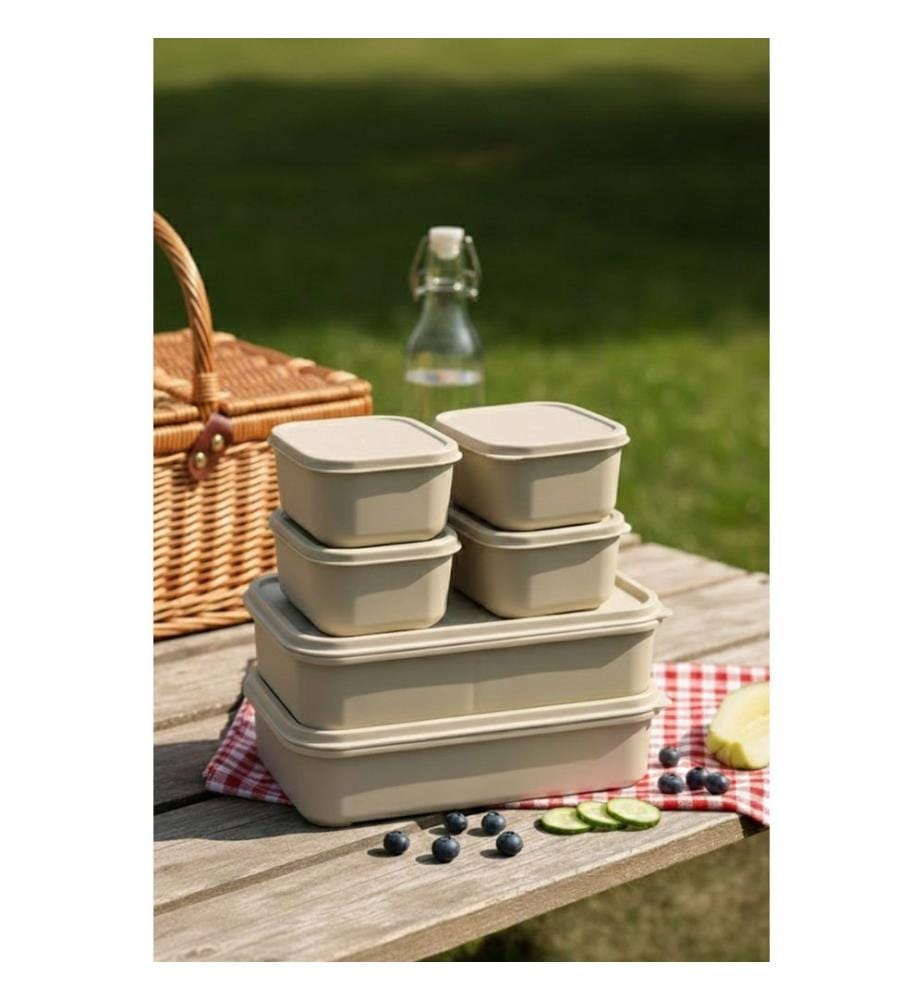 Ensemble de boîtes de rangement, 6 pièces, 100 % plastique, couleur crème