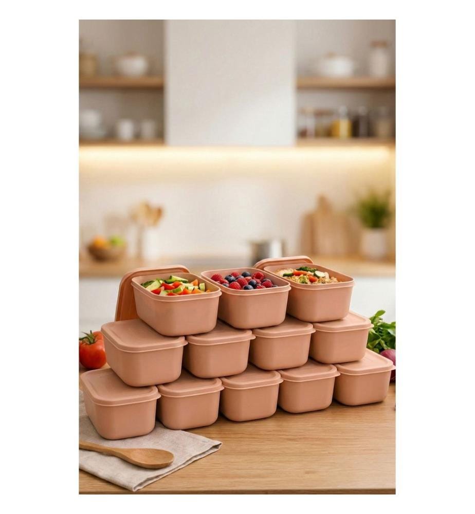 Ensemble de 12 boîtes de rangement, 100 % plastique, rose
