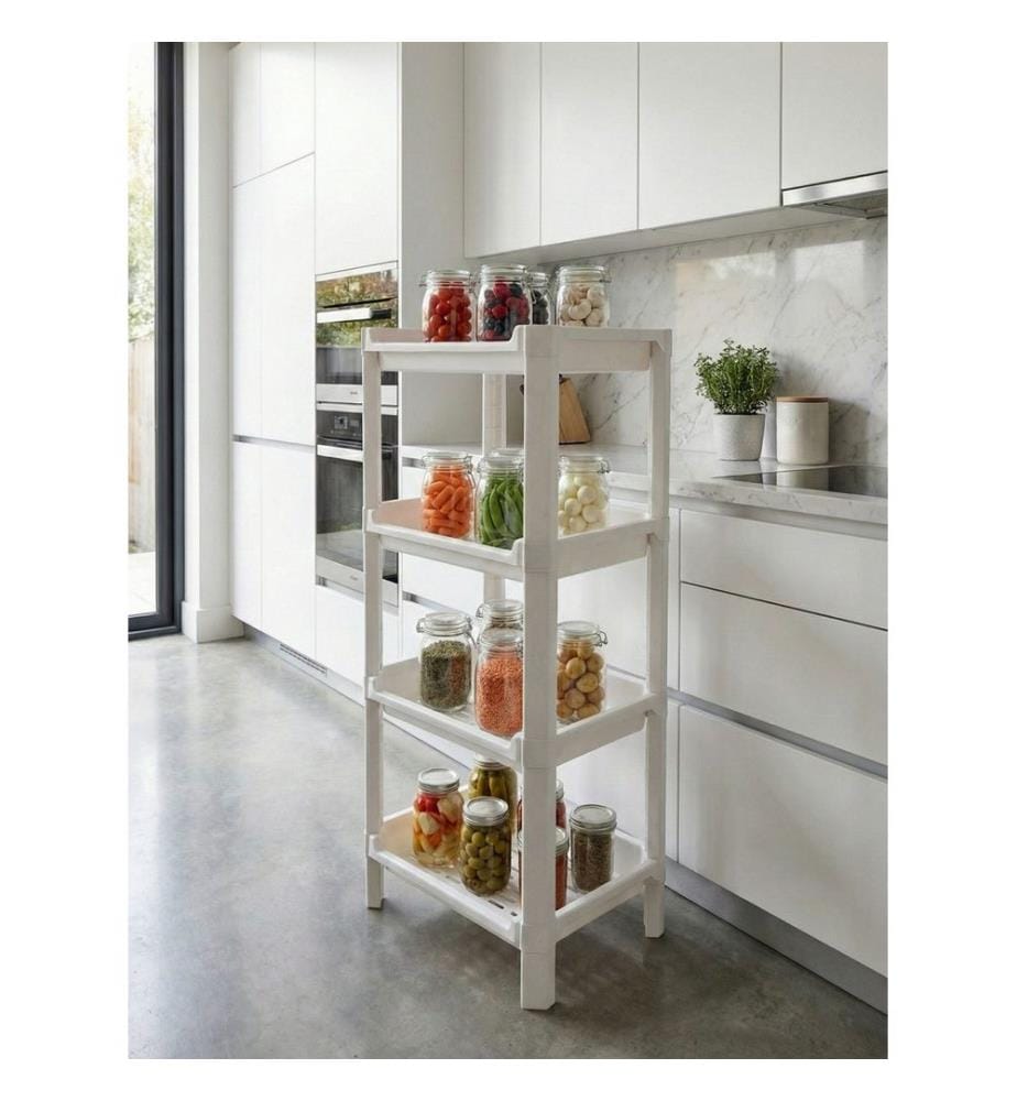 Étagère multifonctionnelle en plastique, 100 % plastique, blanche