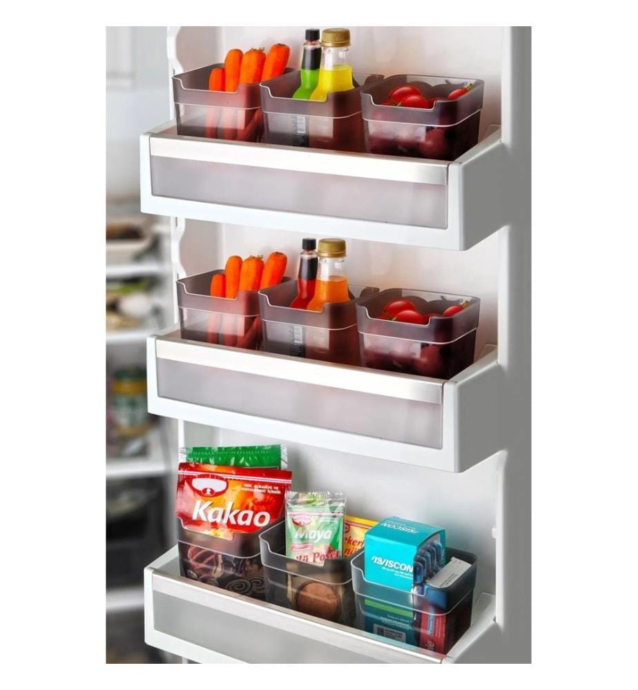 Ensemble de rangement pour réfrigérateur, 12 pièces, 100 % plastique, transparent