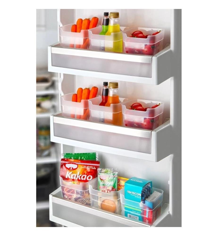 Ensemble de rangement pour réfrigérateur, 12 pièces, 100 % plastique, transparent