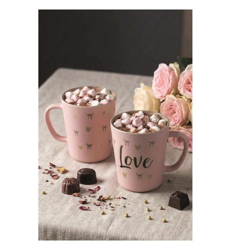 Ensemble de 2 tasses en verre rose, 100 %