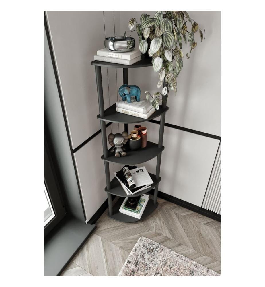 Étagère, noir, 100 % MDF, pieds en bois