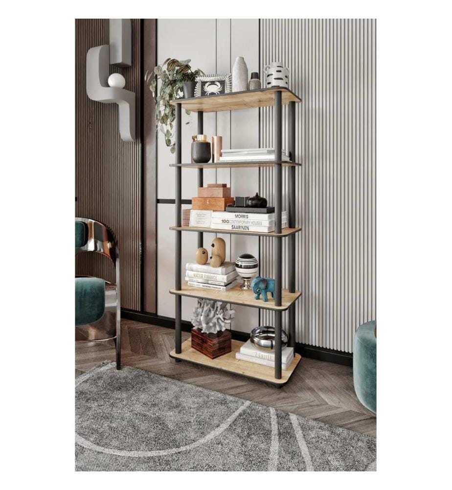 Bibliothèque, chêne, 100 % MDF, pieds en bois