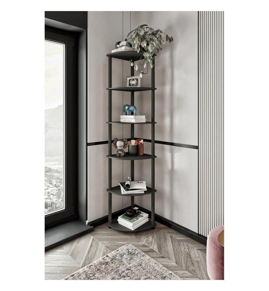 Étagère, noir, 100 % MDF, pieds en bois