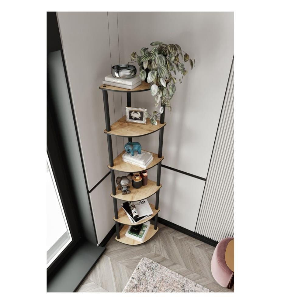 Bibliothèque, chêne, 100 % MDF, pieds en bois