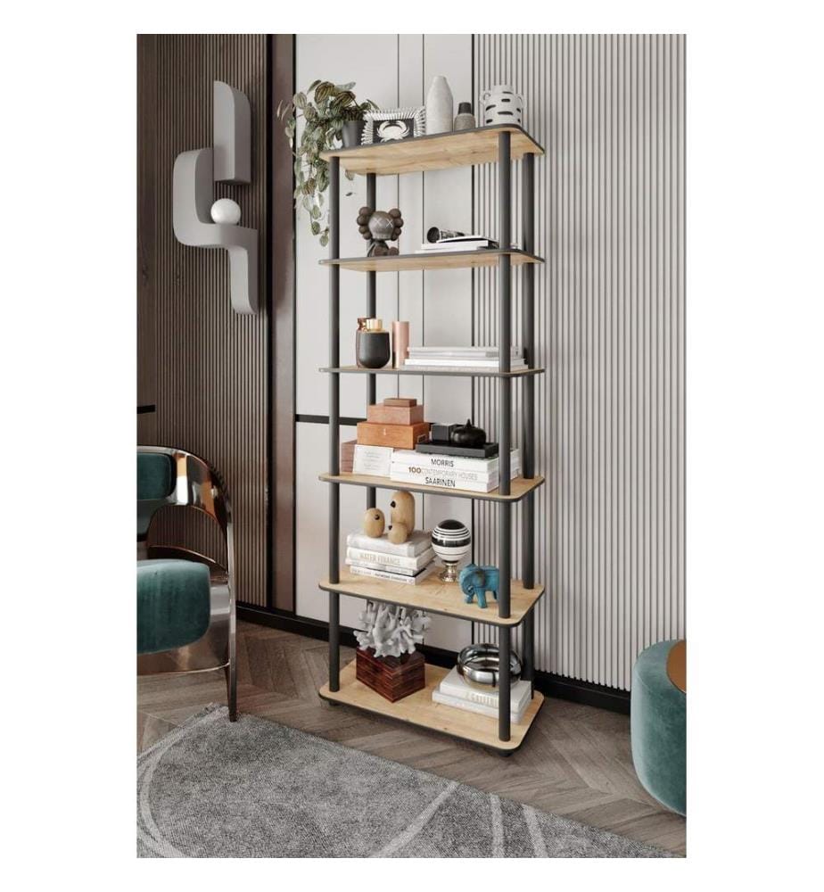 Bibliothèque, chêne, 100 % MDF, pieds en bois