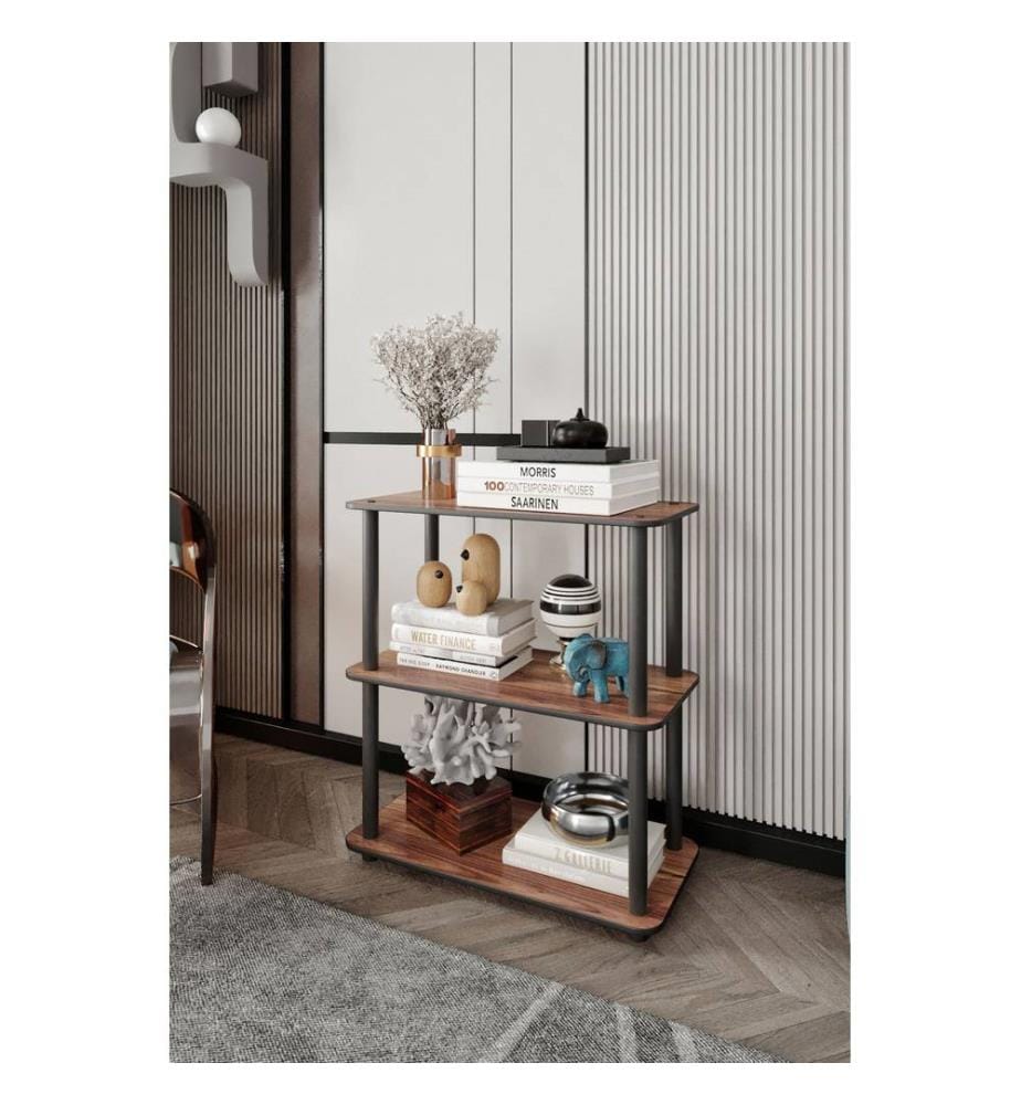 Étagère, noyer, 100 % MDF, pieds en bois