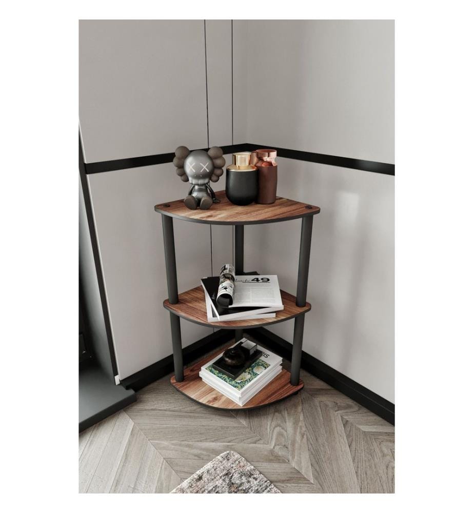 Étagère, noyer, 100 % MDF, pieds en bois