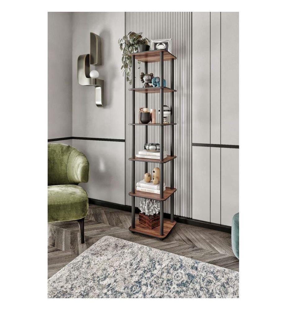 Étagère, noyer, 100 % MDF, pieds en bois