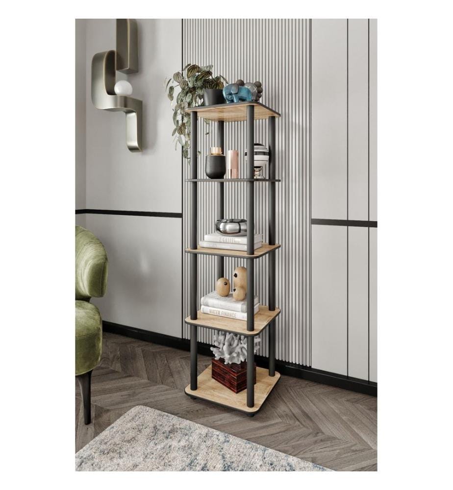 Bibliothèque, chêne, 100 % MDF, pieds en bois