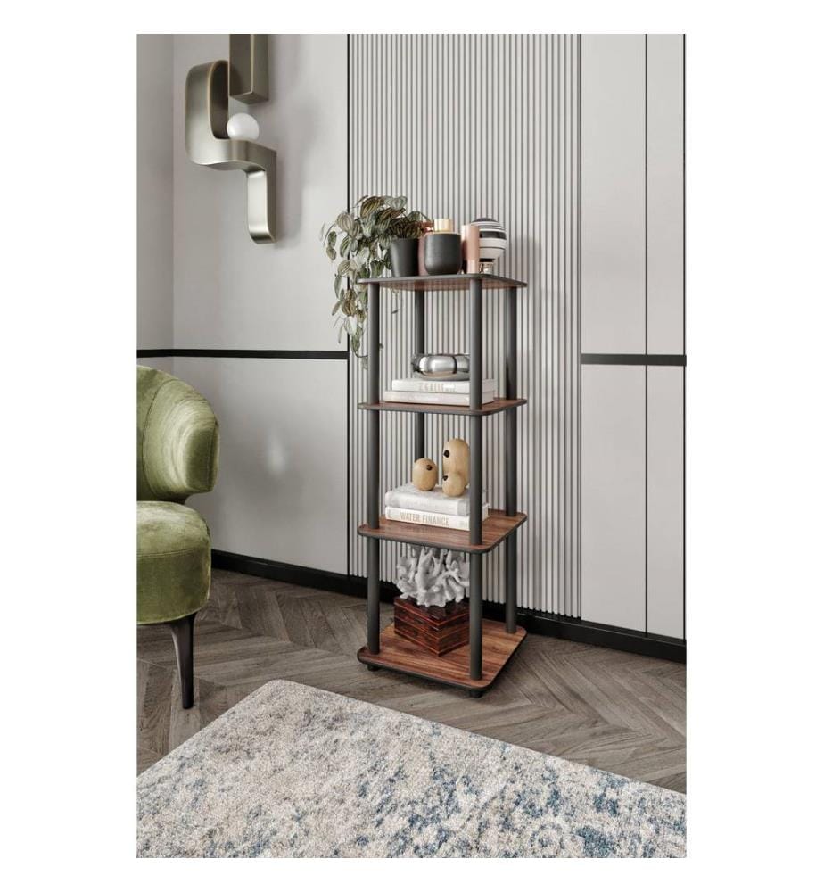 Étagère, noyer, 100 % MDF, pieds en bois