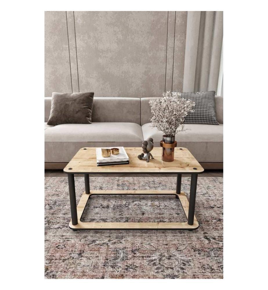 Table basse, chêne, 100 % MDF, pieds en bois