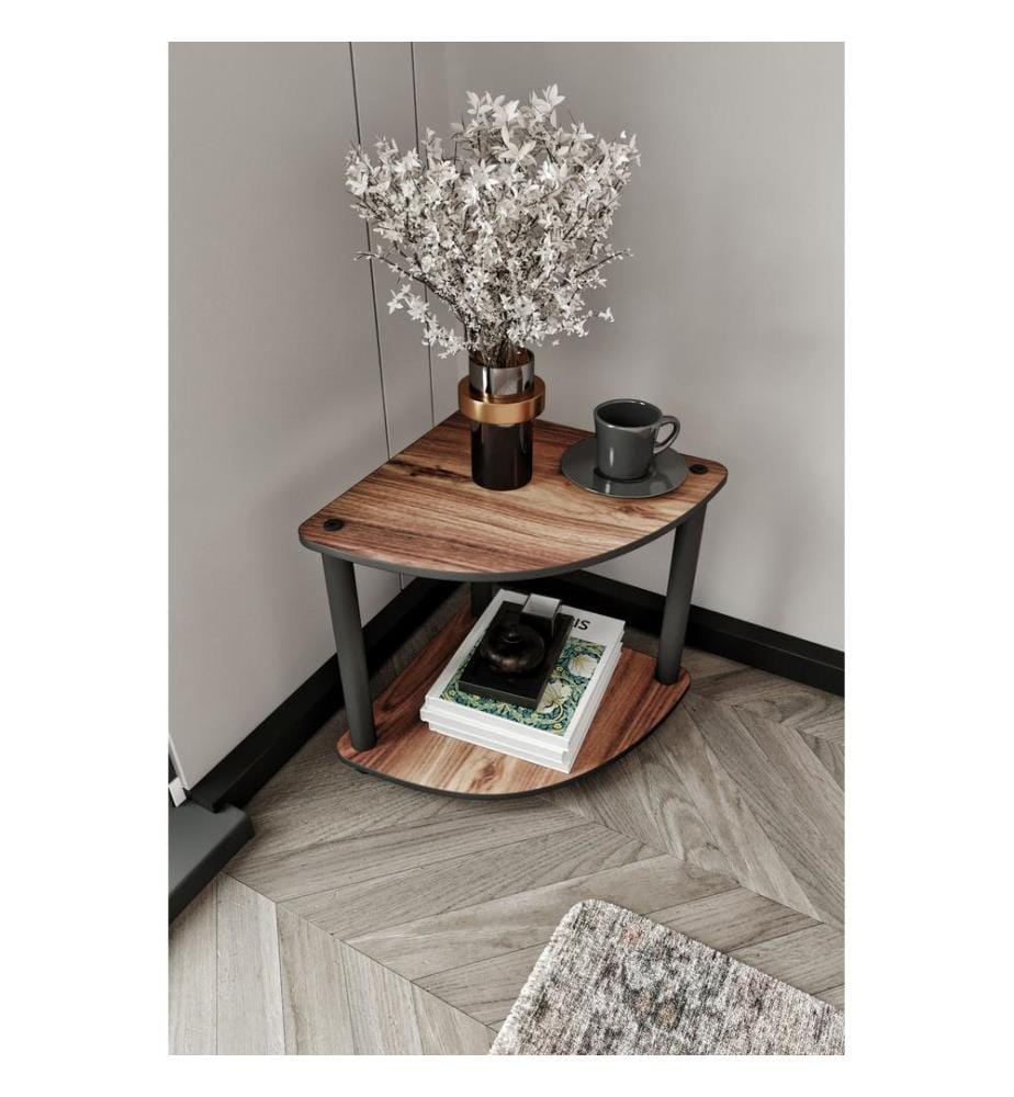 Table d'appoint, noyer, 100 % MDF, pieds en bois