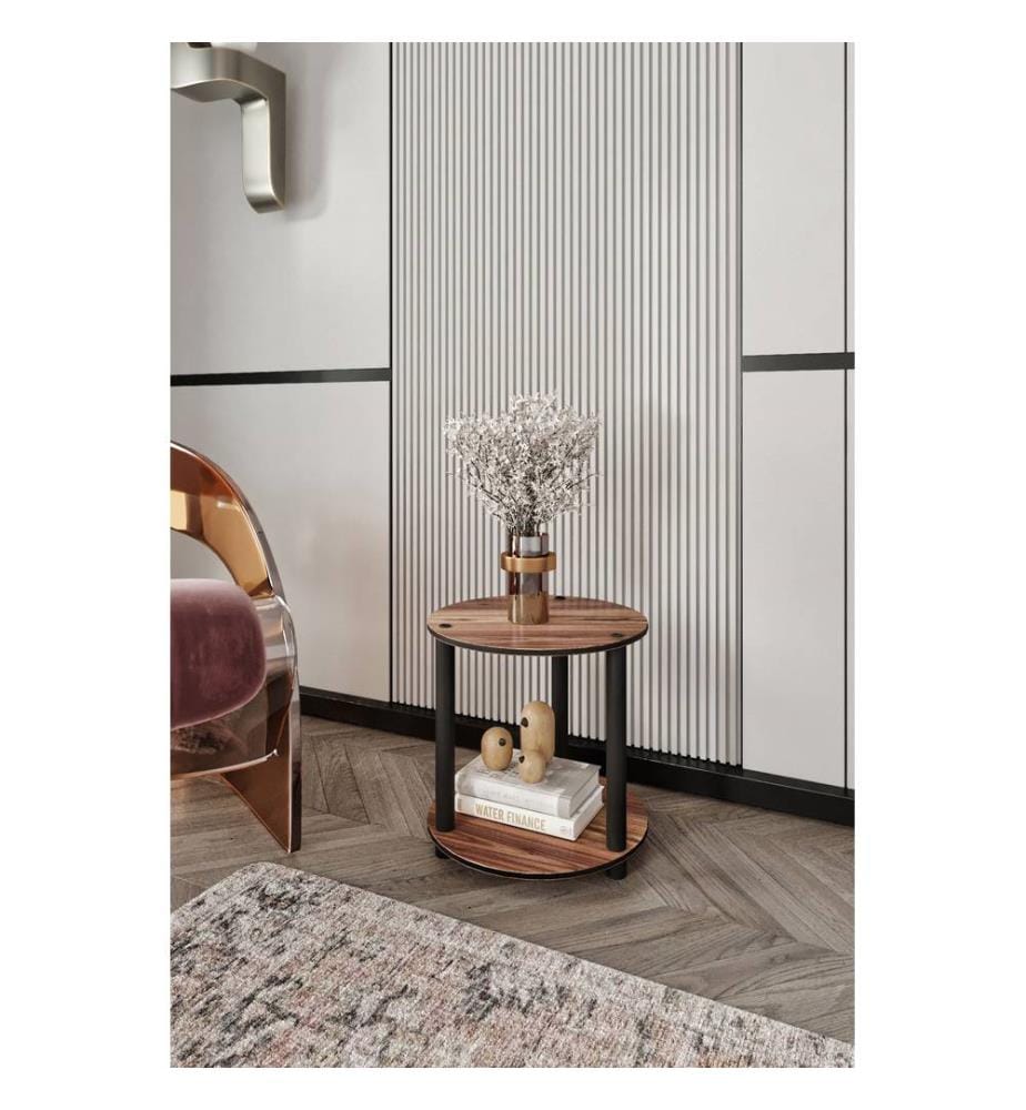 Table basse, noyer, 100 % MDF, pieds en bois