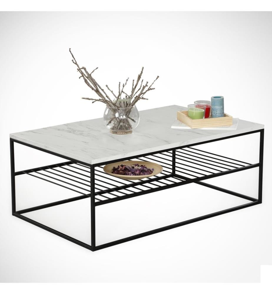 Blancs, Noirs, Tables Basses, 43X95X55 cm, Plaque De Particules Enrobée De Mélamine