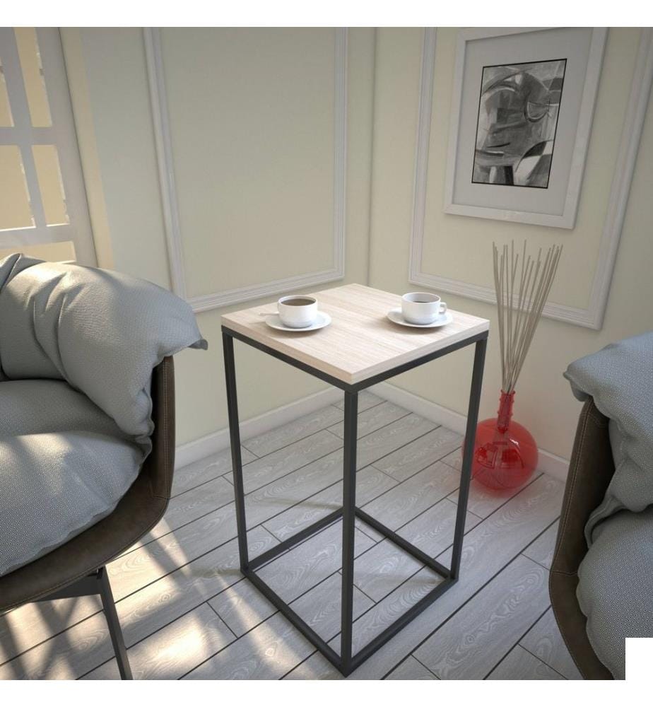 Couleur De Chêne, Tables Basses, 62X35X35 cm, Assiette De Particules Enrobée De Mélamine