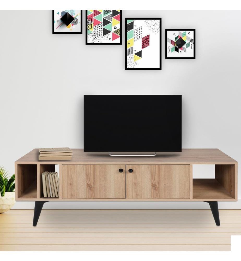 Chêne, Noire, Armoires Tv, 40X150X50 cm, Plaque De Particules À Revêtement En Mélamine
