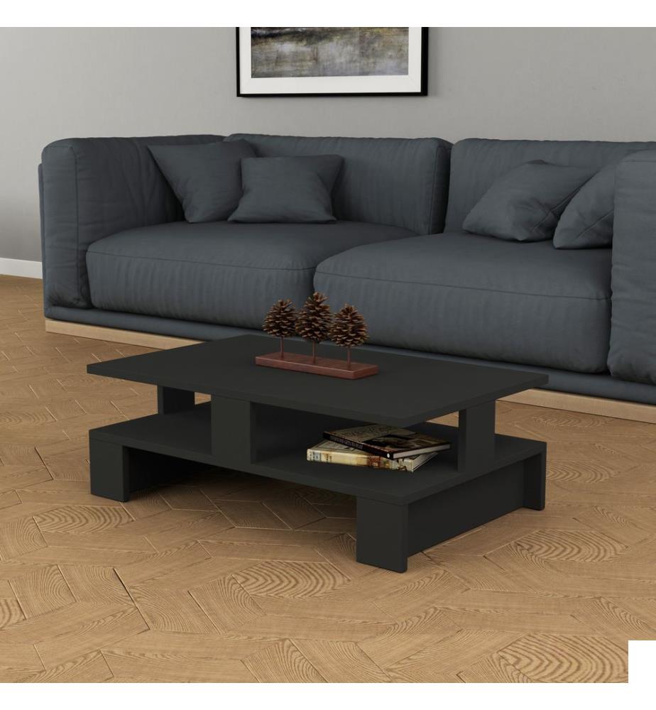 Anthracite, Tables Basses, 27,5X80X50 cm, Assiette De Particules Enrobée De Mélamine