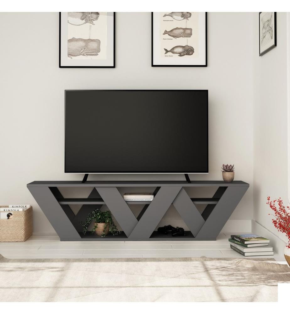 Anthracite, Armoires De Télévision, 40X158X30 cm, Plaque De Particules Enrobée De Mélamine
