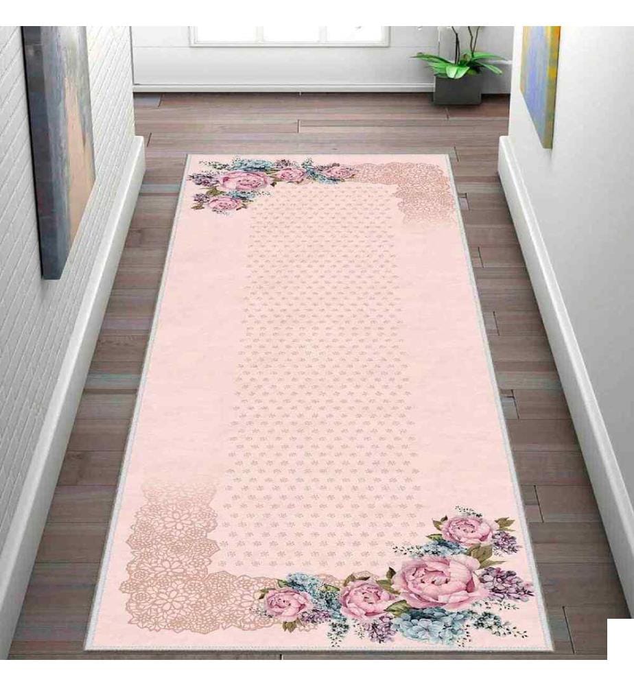 Tapis, rose, vert, fuchsia, 100% polyester, 100 x 250 cm