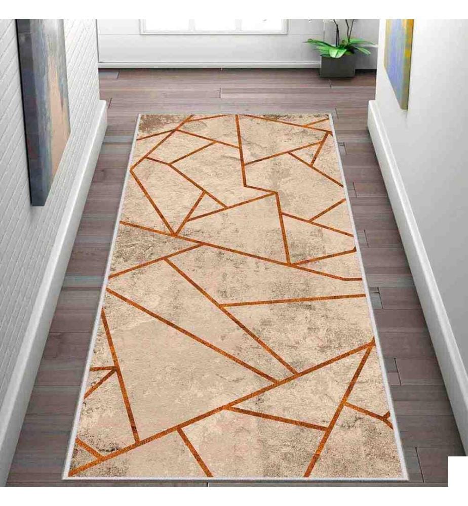 Tapis, crème, orange, 100% polyester, 100 x 450 cm