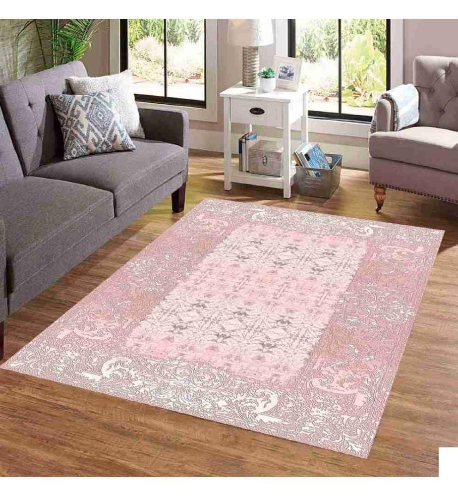 Tapis, blanc, poudre, rose, 100% polyester, 100 x 200 cm