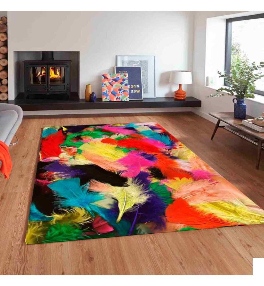 Tapis, orange, jaune, rouge, vert, bleu, 100% polyester, 80 x 120 cm