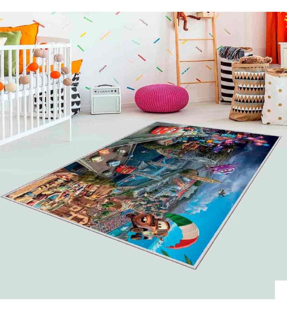 Tapis, bleu, marron, rouge, vert, blanc, 100% polyester, 180 x 280 cm