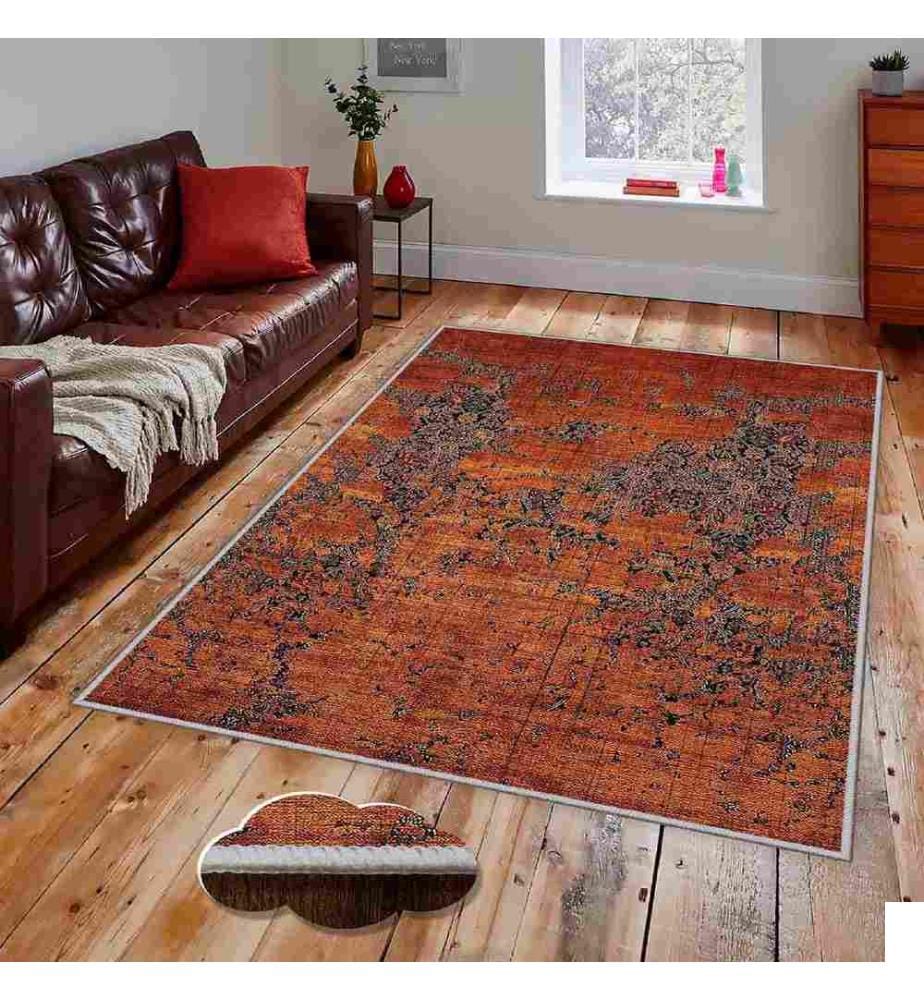 Tapis, rouge, orange, marron, 100% polyester, 80 x 150 cm