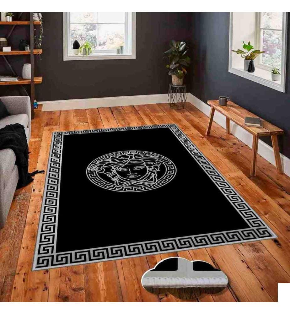 Tapis, blanc, noir, 100% polyester, 60 x 100 cm