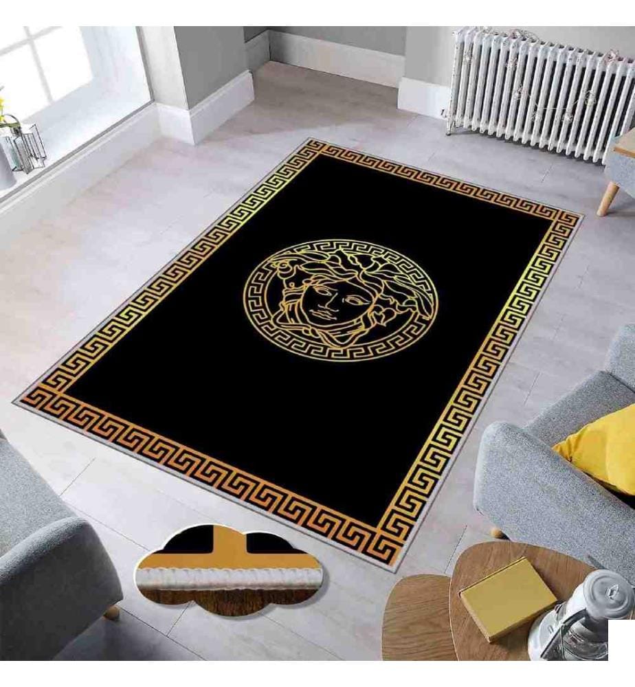 Tapis, or, noir, 100% polyester, 80 x 150 cm