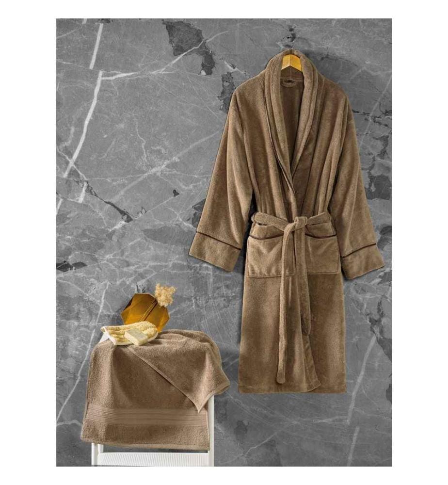 Ensemble de peignoir, Beige, 100% coton , Peignoir Taille : L-Xl (1 pièce) - 430 Gr-M²,