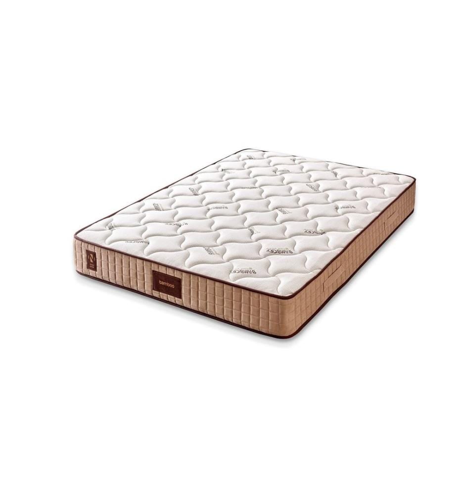 Matelas, blanc beige marron, housse en tissu spécial tricoté, mousse hypersoft