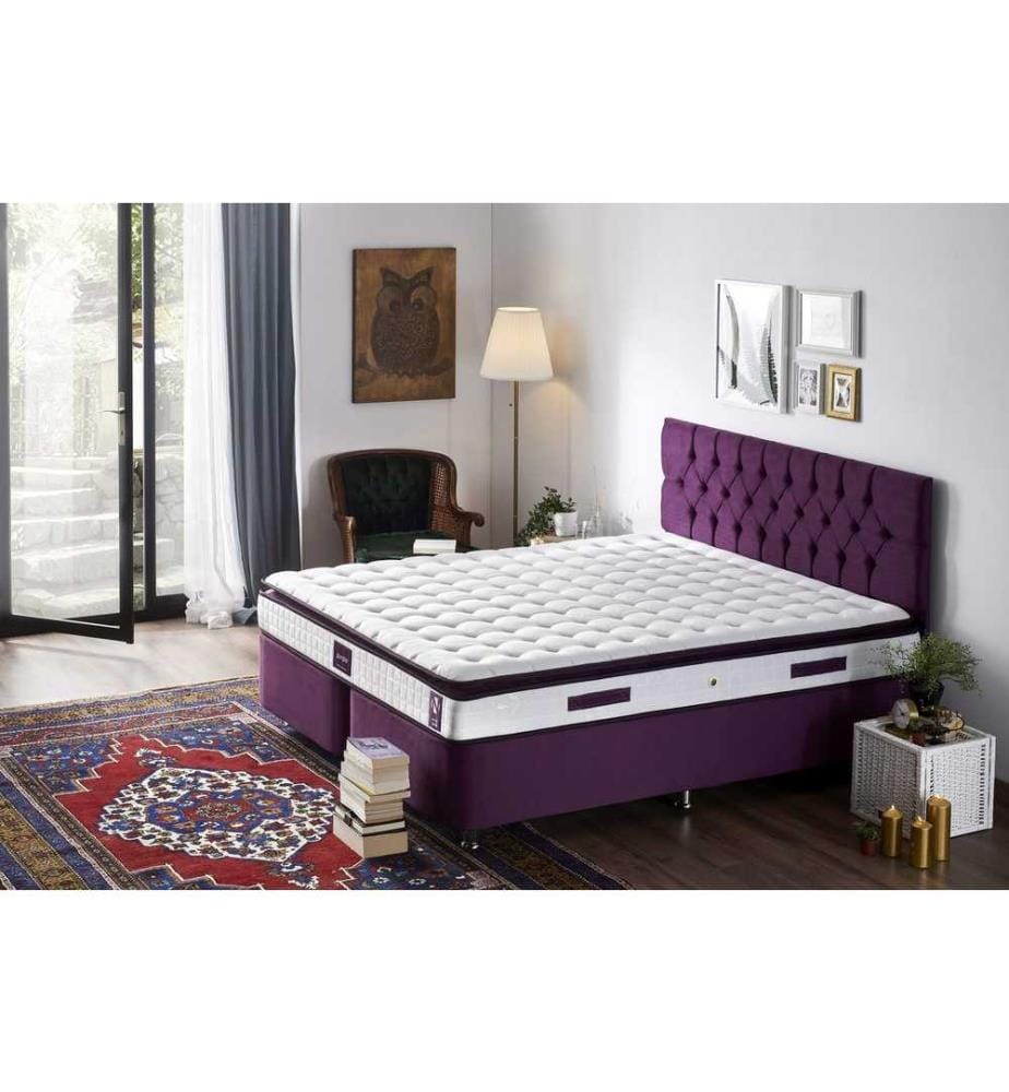 Matelas, blanc violet, housse en tissu tricoté, rembourré - Hypersoft Foam