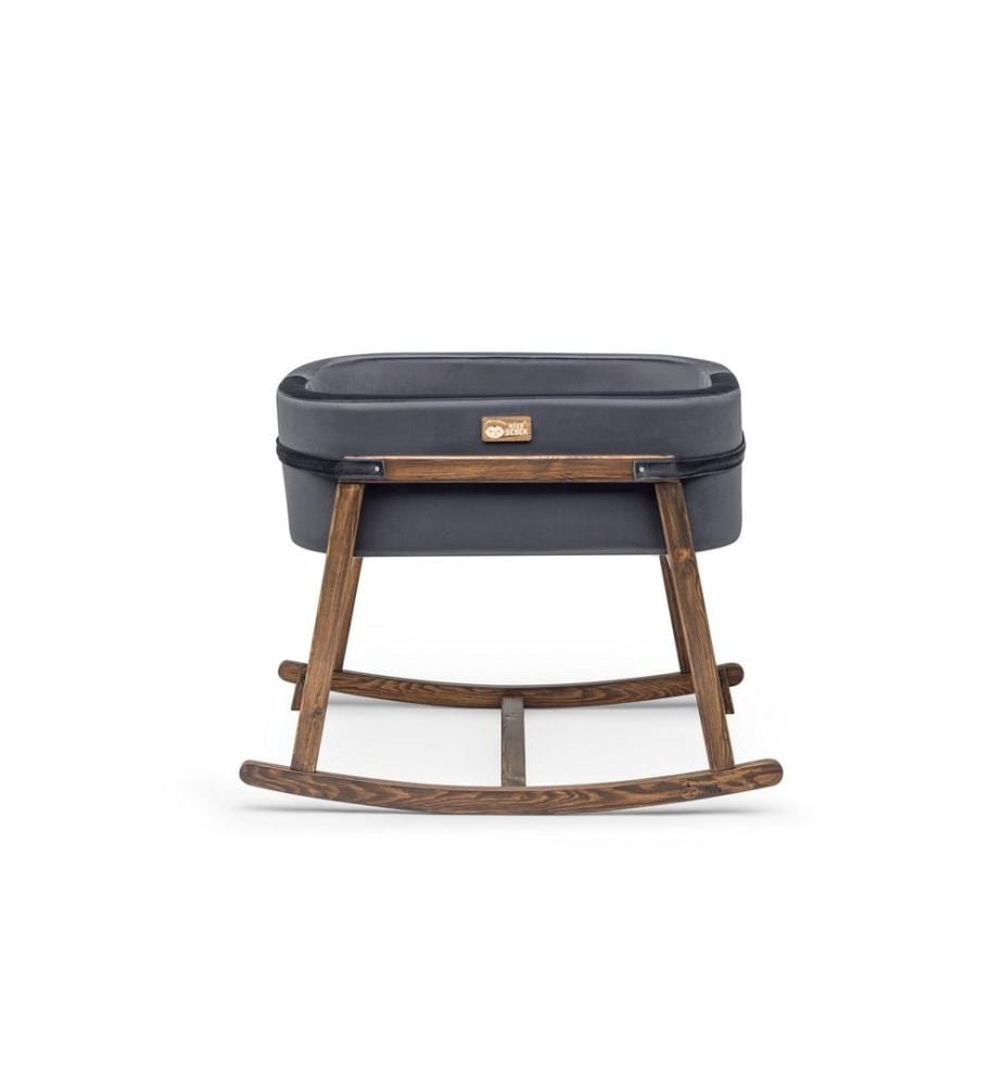 Berceau, noyer noir, cadre en bois de pin, tissu polyester