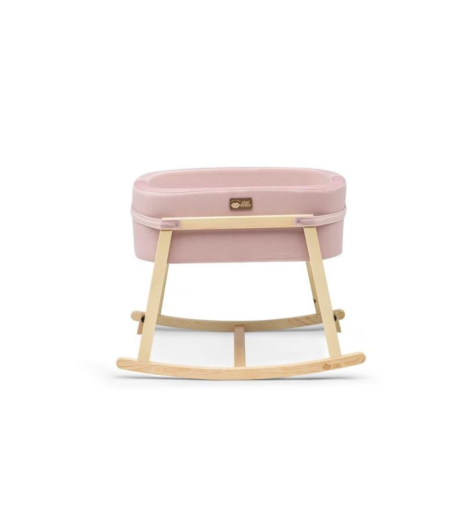 Berceau, rose naturel, cadre en bois de pin, tissu polyester