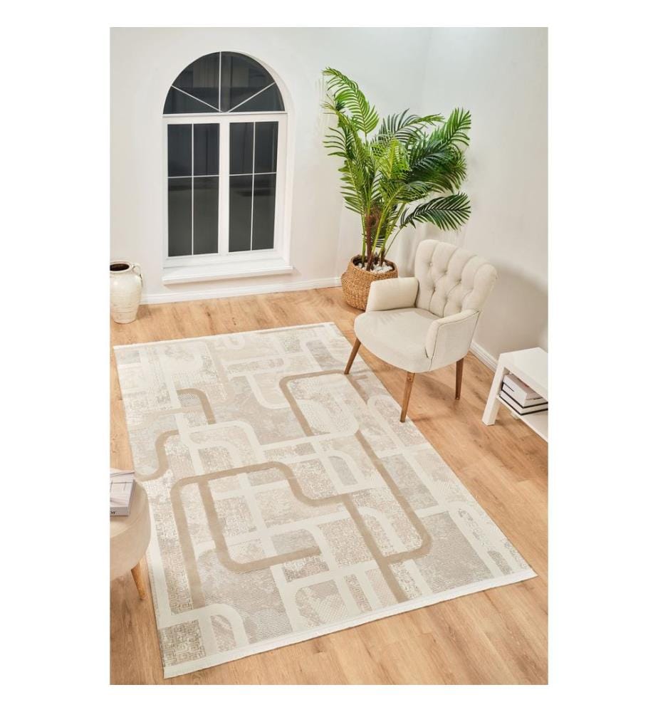Tapis, 200 x 300, crème, marron, POLYPROPYLÈNE / POLYESTER