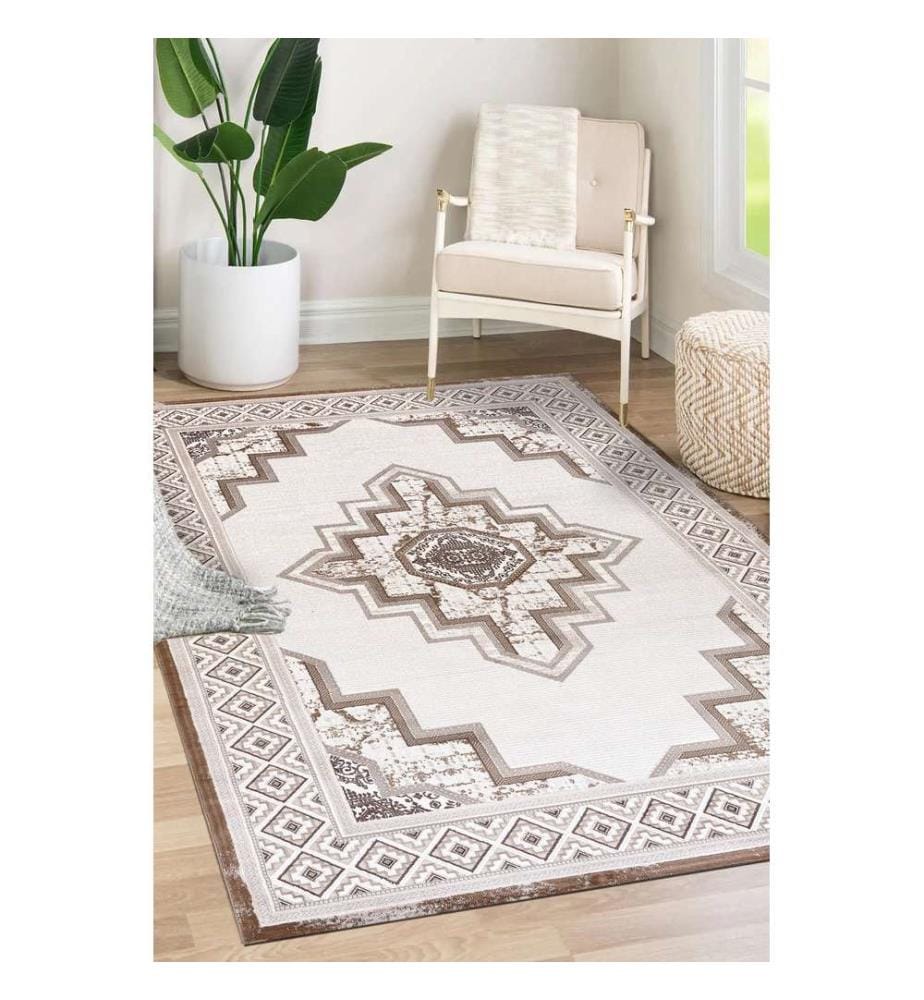 Tapis, 160 x 230, marron, beige, 50 % POLYPROPYLÈNE / 50 % POLYESTER