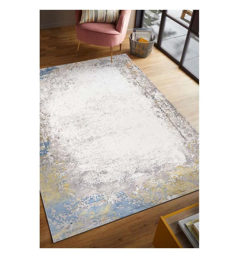 Tapis, 160 x 230, bleu, jaune, 50 % POLYPROPYLÈNE / 50 % POLYESTER