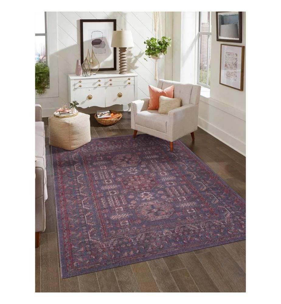 Tapis, 160 x 230, violet, 58 % polypropylène / 32 % coton / 10 % polyester