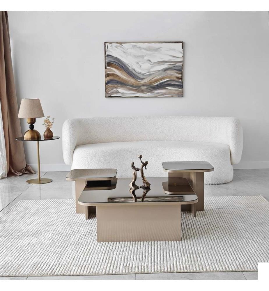 Table basse, Beige, Bronze, panneau de particules mélaminé